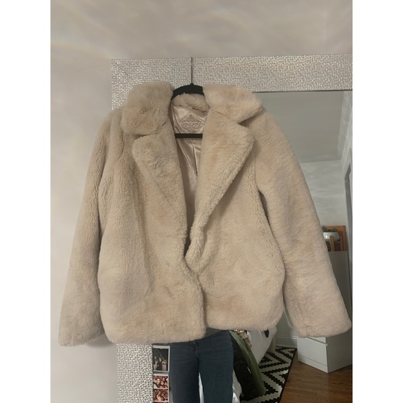 VINTAGE Jou Jou Cozy Faux White Fur Collar Jacket - Picture 7 of 10